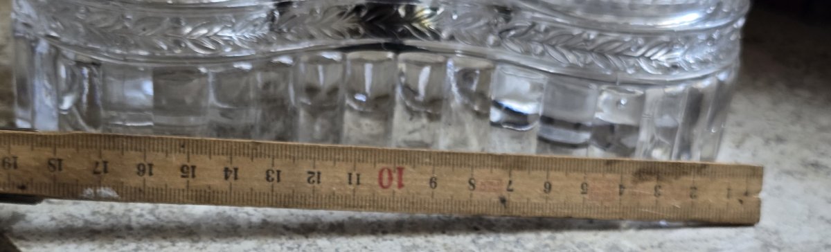 antica oliera‑acetiera in cristallo stampato, attribuita a Baccarat XIX secolo-photo-7