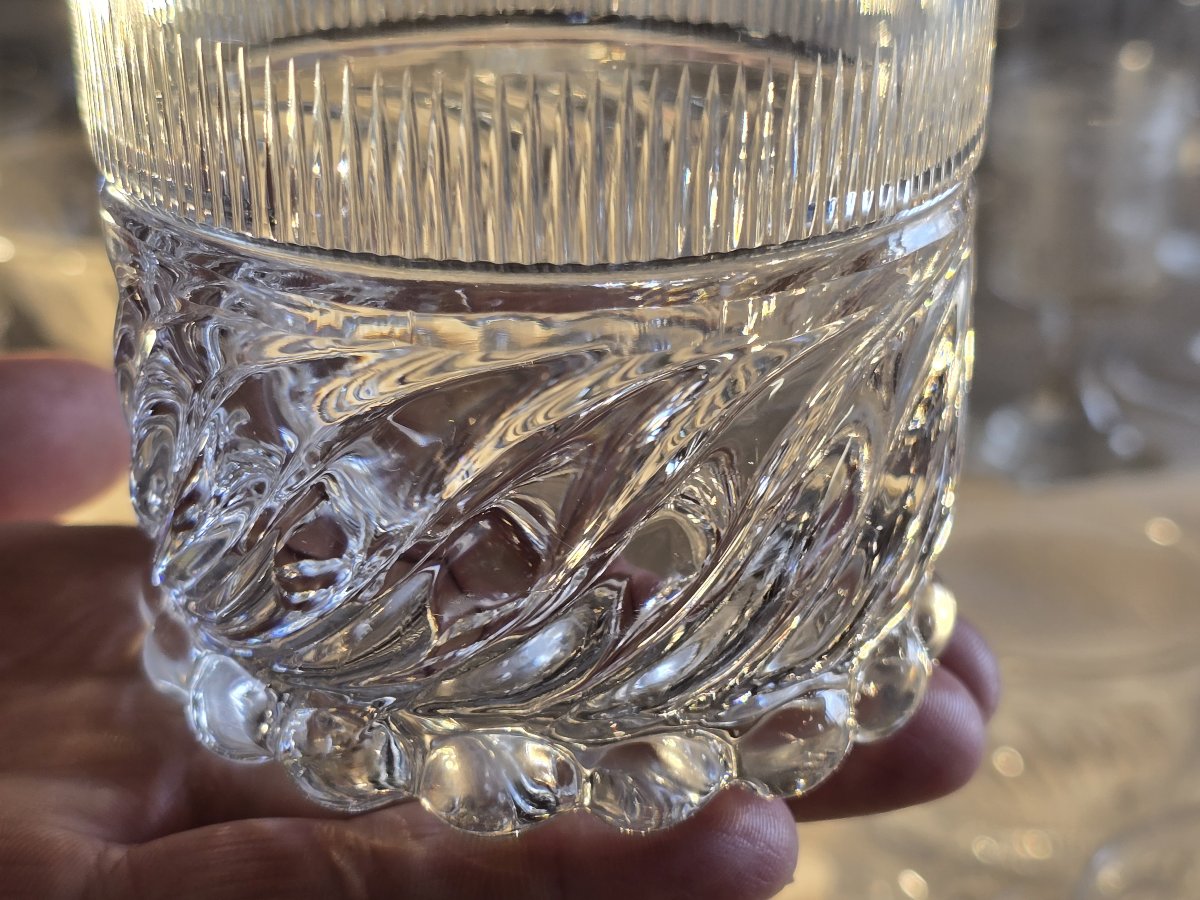 Lotto 12 bicchieri antichi in cristallo, mod.  “SS” Baccarat o Saint‑Louis, epoca Restaurazione-photo-2