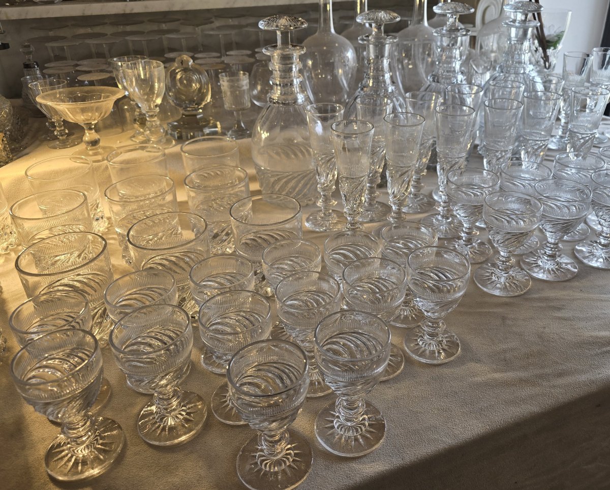Lotto 12 bicchieri in cristallo, modello detto “SS” Baccarat o Saint‑Louis, epoca Restaurazione-photo-4