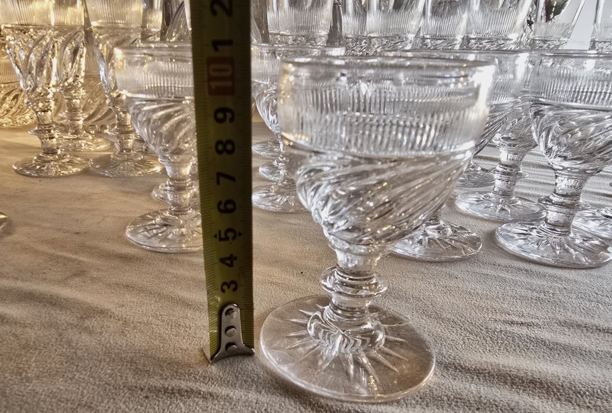 Lotto  8 bicchieri in cristallo, modello detto “SS” Baccarat o Saint‑Louis, epoca Restaurazione-photo-4