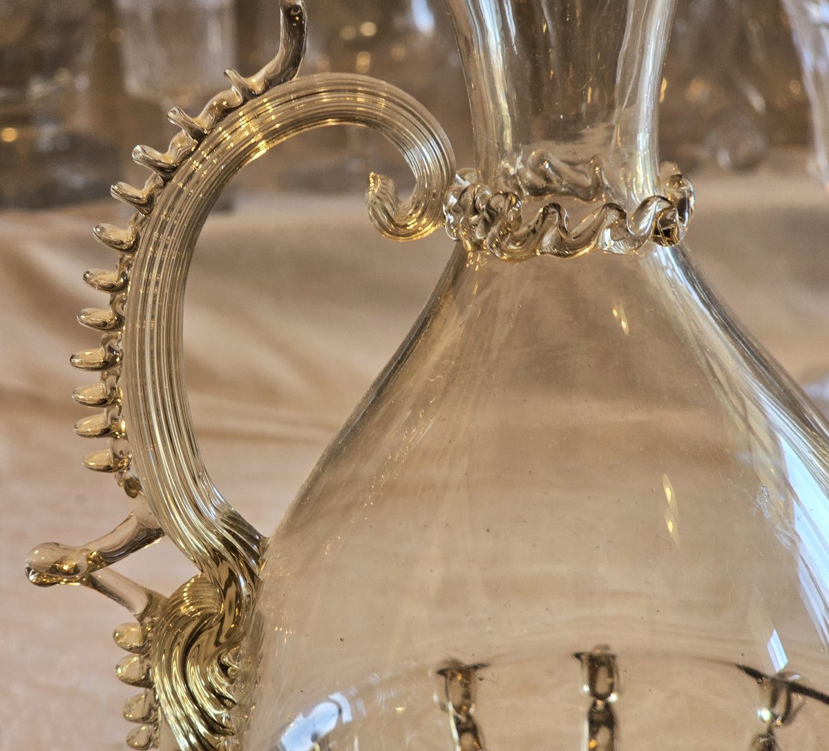 Brocca con beccucio  in vetro soffiato, Salviati, Murano, Italia, circa 1880–1900-photo-2