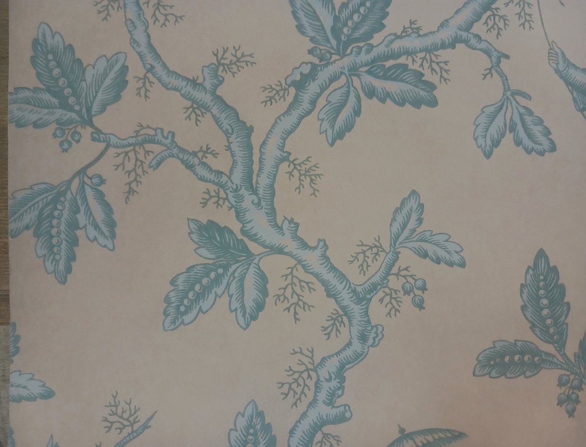 Due antichi rotoli di carta da parati – Colefax and Fowler, motivo toile de Jouy chinoiserie-photo-3
