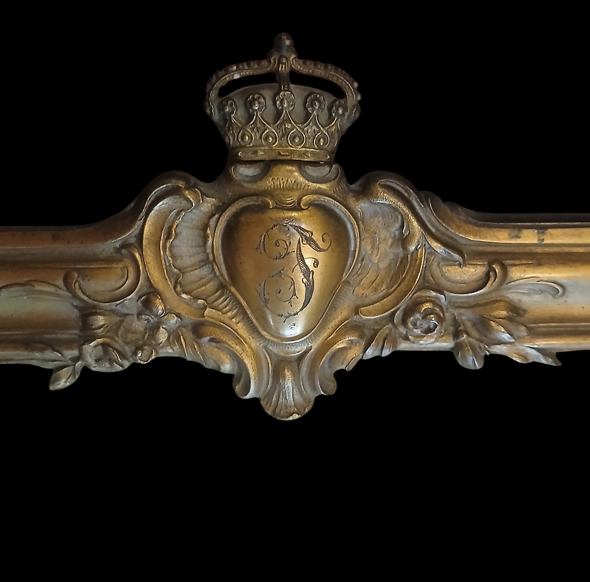 Antica cornice in metallo con corona ducale – ritratto della duchessa d’Aosta Irene di Grecia-photo-4