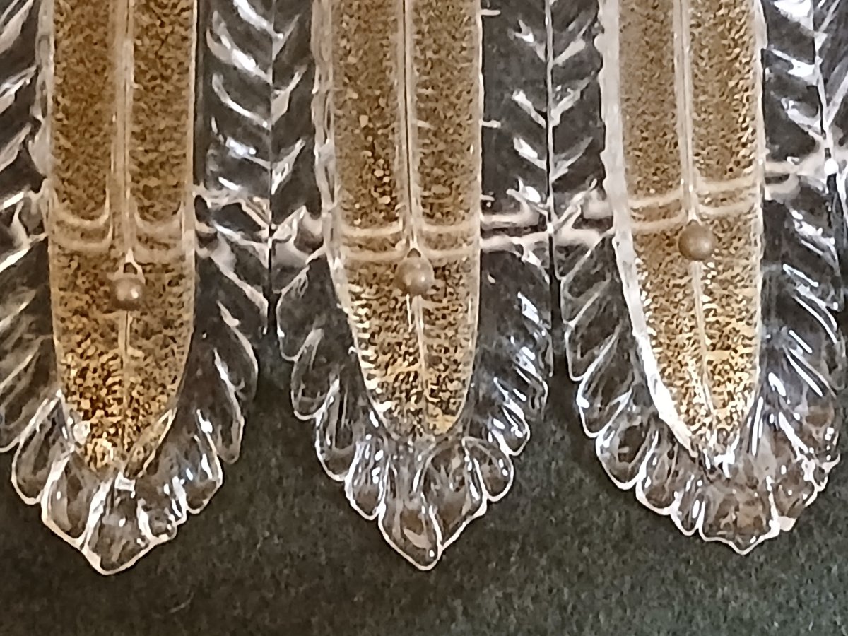 grande plafoniera antica in vetro soffiato di  Murano, Barovier, circa 1980-photo-2