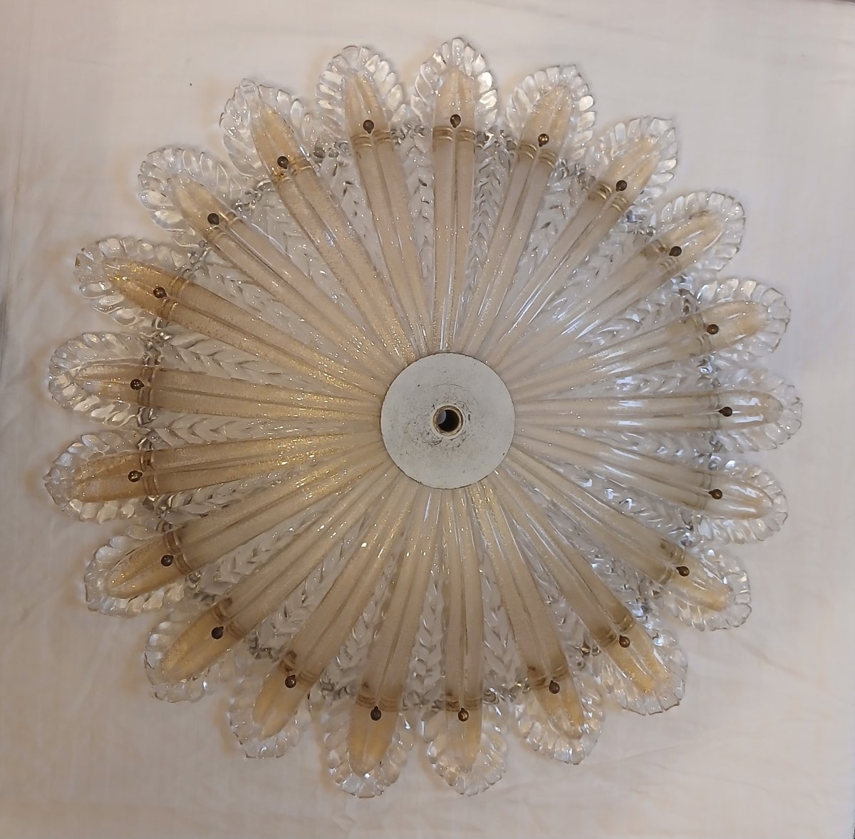  grande plafoniera antica in vetro soffiato di  Murano, Barovier, circa 1980-photo-5