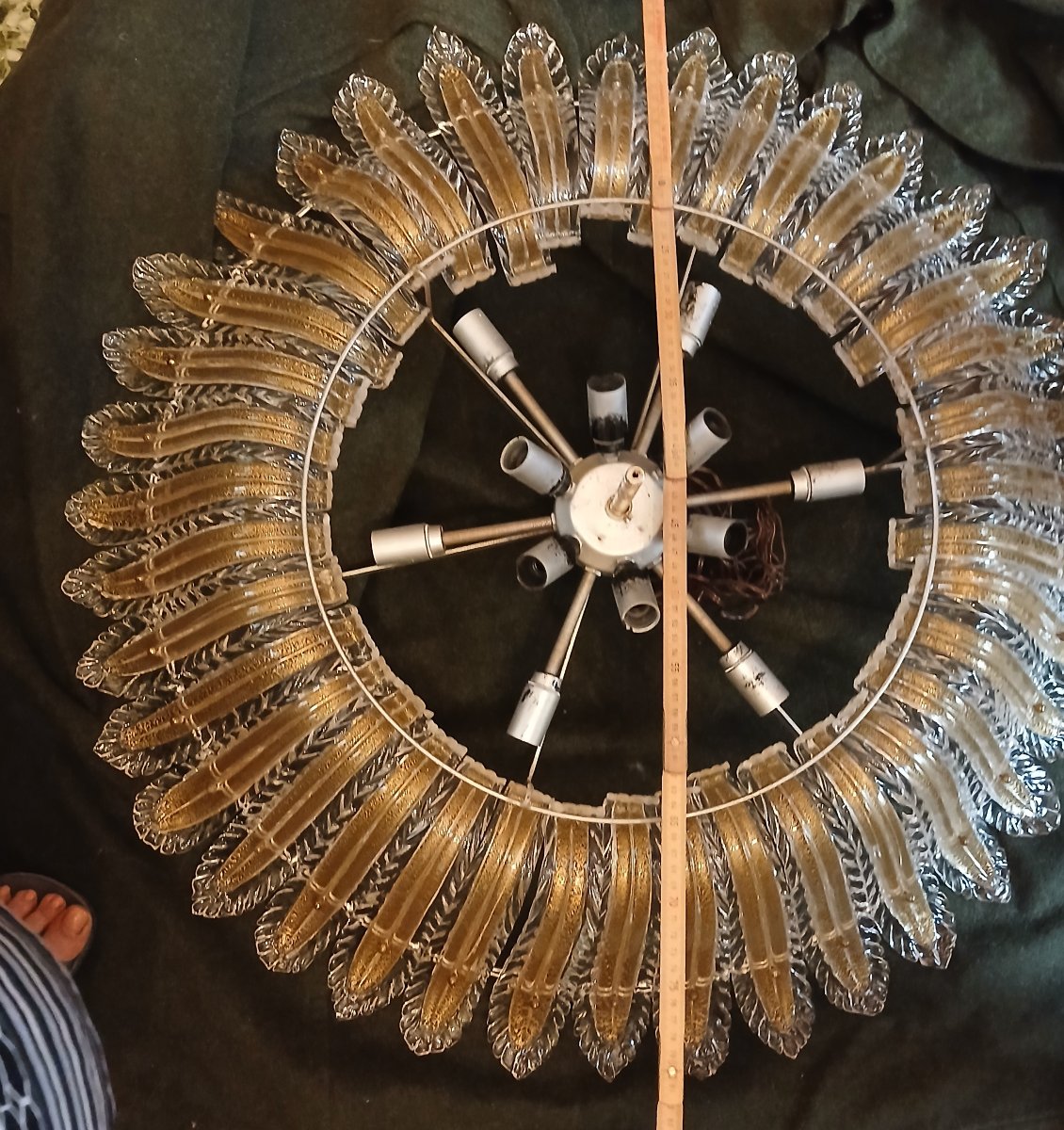  grande plafoniera antica in vetro soffiato di  Murano, Barovier, circa 1980-photo-7