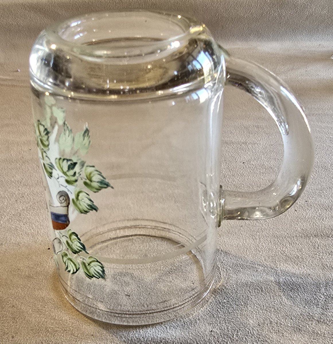 Antico boccale da birra decorato a smalto con incisione, fine '800-photo-1