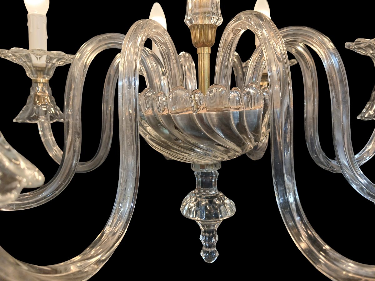 Lampadario italiano in vetro stampato anni '40-photo-3