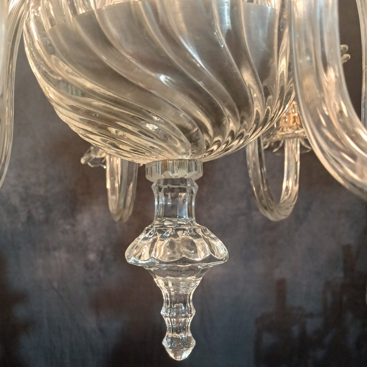 Lampadario italiano in vetro stampato anni '40-photo-1