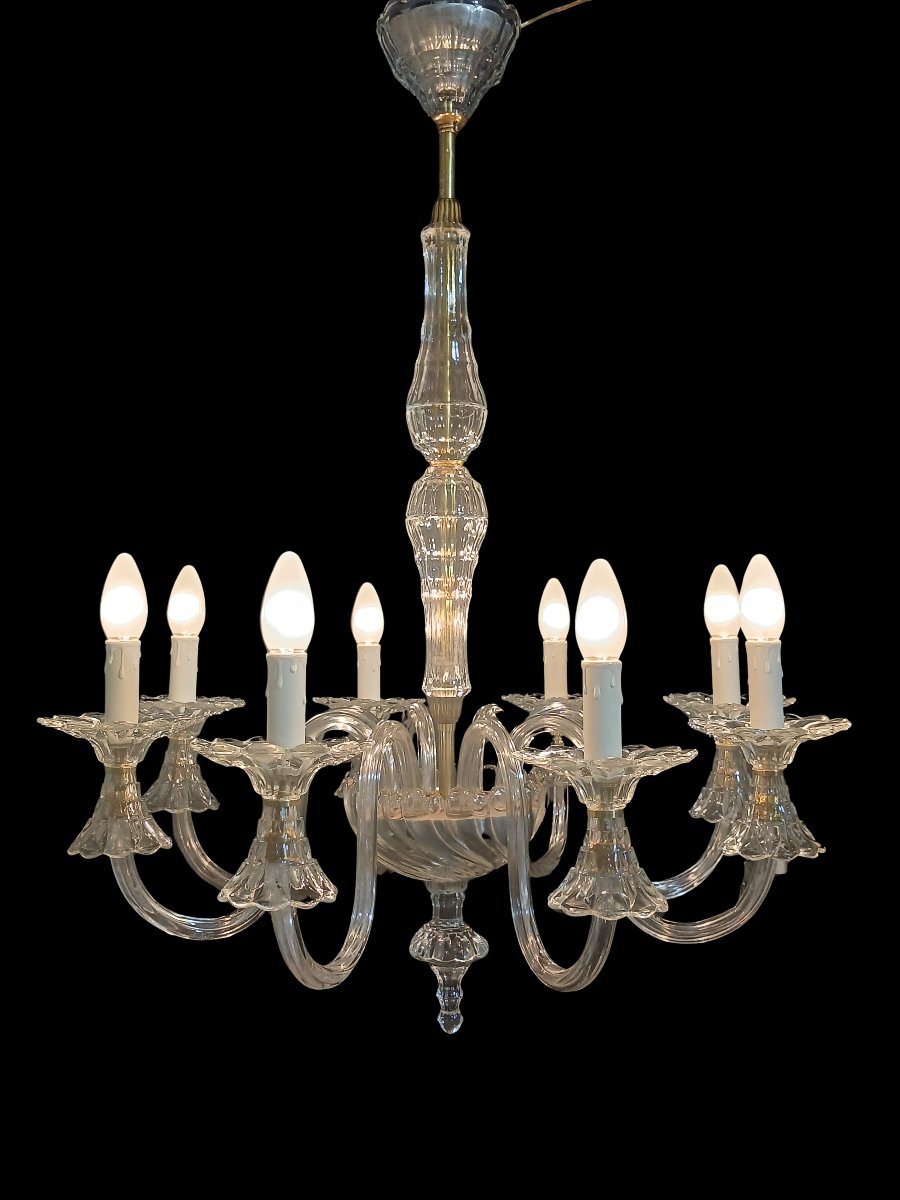 Lampadario italiano in vetro stampato anni '40