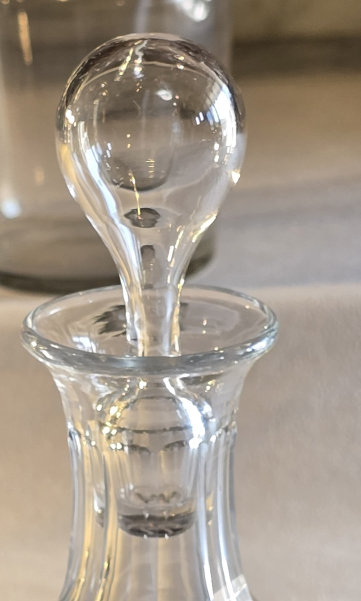 Antica bottiglietta da liquore in cristallo inciso, 1920-1940 circa-photo-3