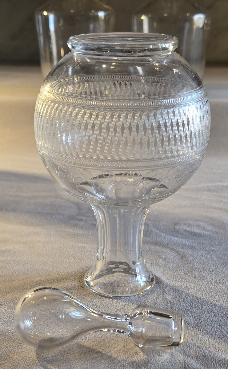 Antica bottiglietta da liquore in cristallo inciso, 1920-1940 circa-photo-2