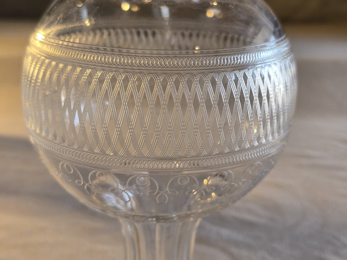 Antica bottiglietta da liquore in cristallo inciso, 1920-1940 circa-photo-3