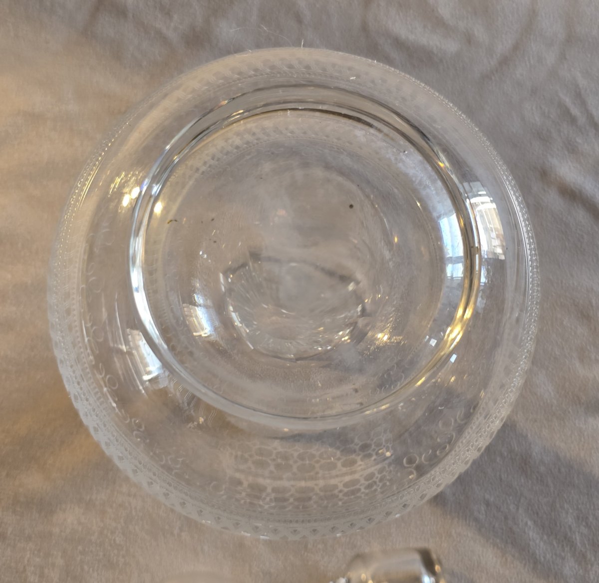 Antica bottiglietta da liquore in cristallo inciso, 1920-1940 circa-photo-5