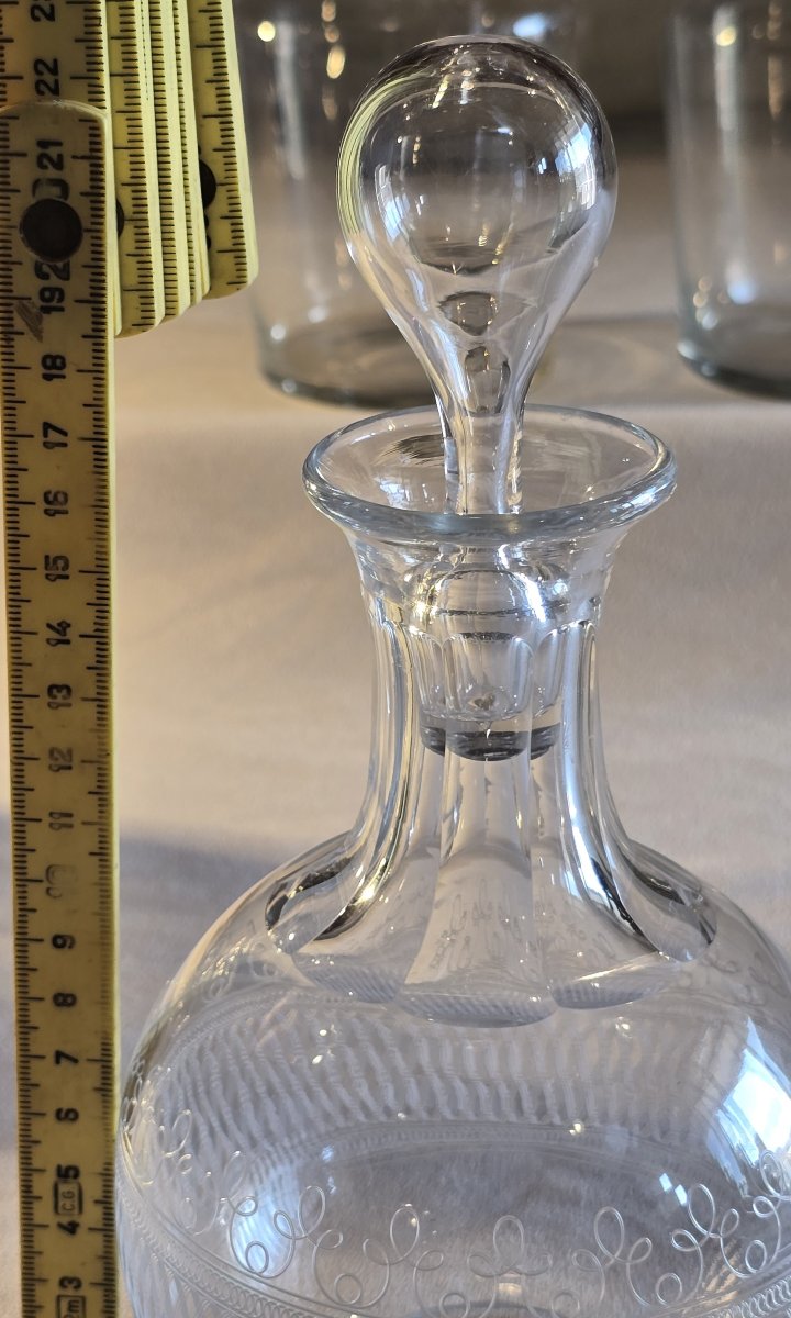 Antica bottiglietta da liquore in cristallo inciso, 1920-1940 circa-photo-6