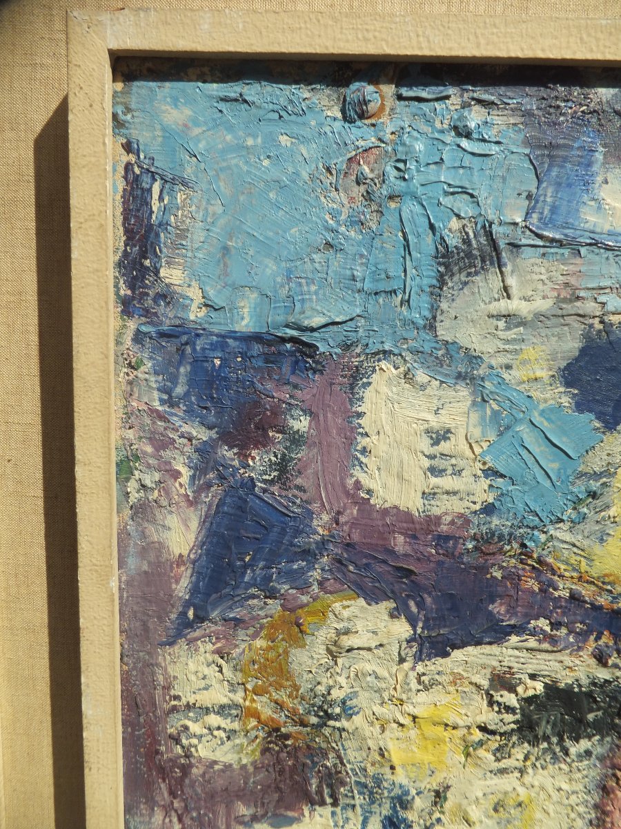 Quadro, olio su tela, mazzo di fiori, Marcella Fratelli, 1962, incorniciato, cm 75 × 96,5-photo-3