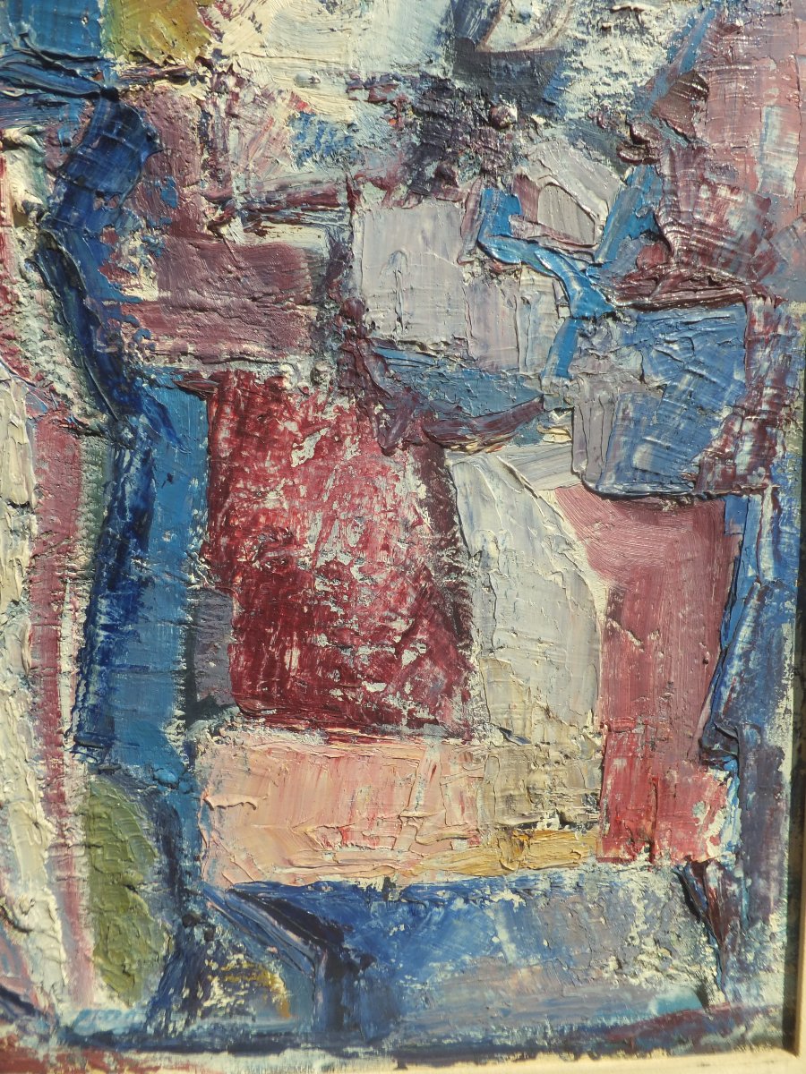 Quadro, olio su tela, mazzo di fiori, Marcella Fratelli, 1962, incorniciato, cm 75 × 96,5-photo-2