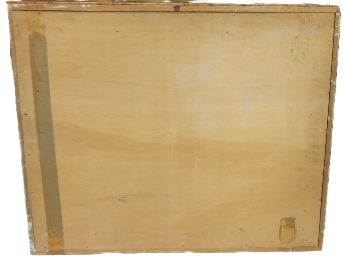 Quadro ad olio, paesaggio astratto di Marcella Fratelli 1962, incorniciato cm 95x75,5-photo-5