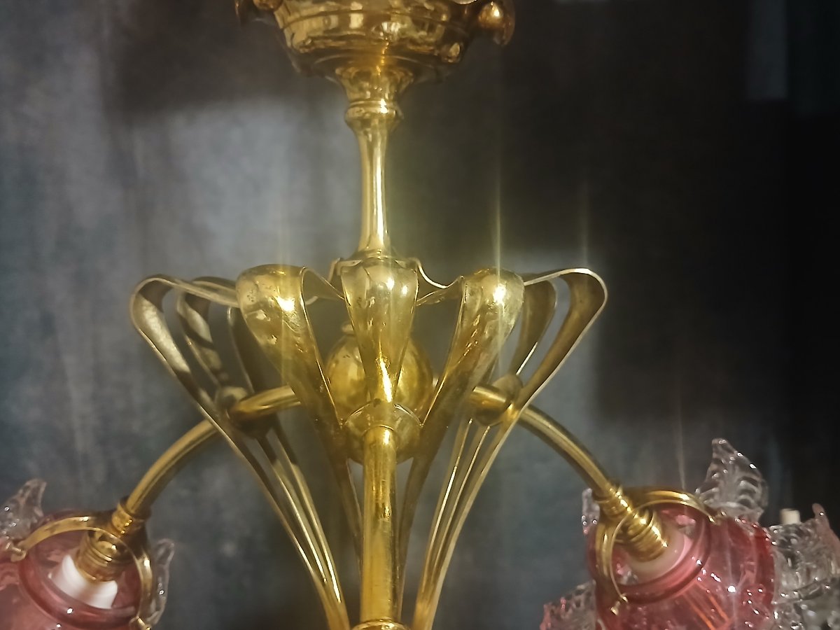 Piccolo lampadario Liberty a 3 luci-photo-2
