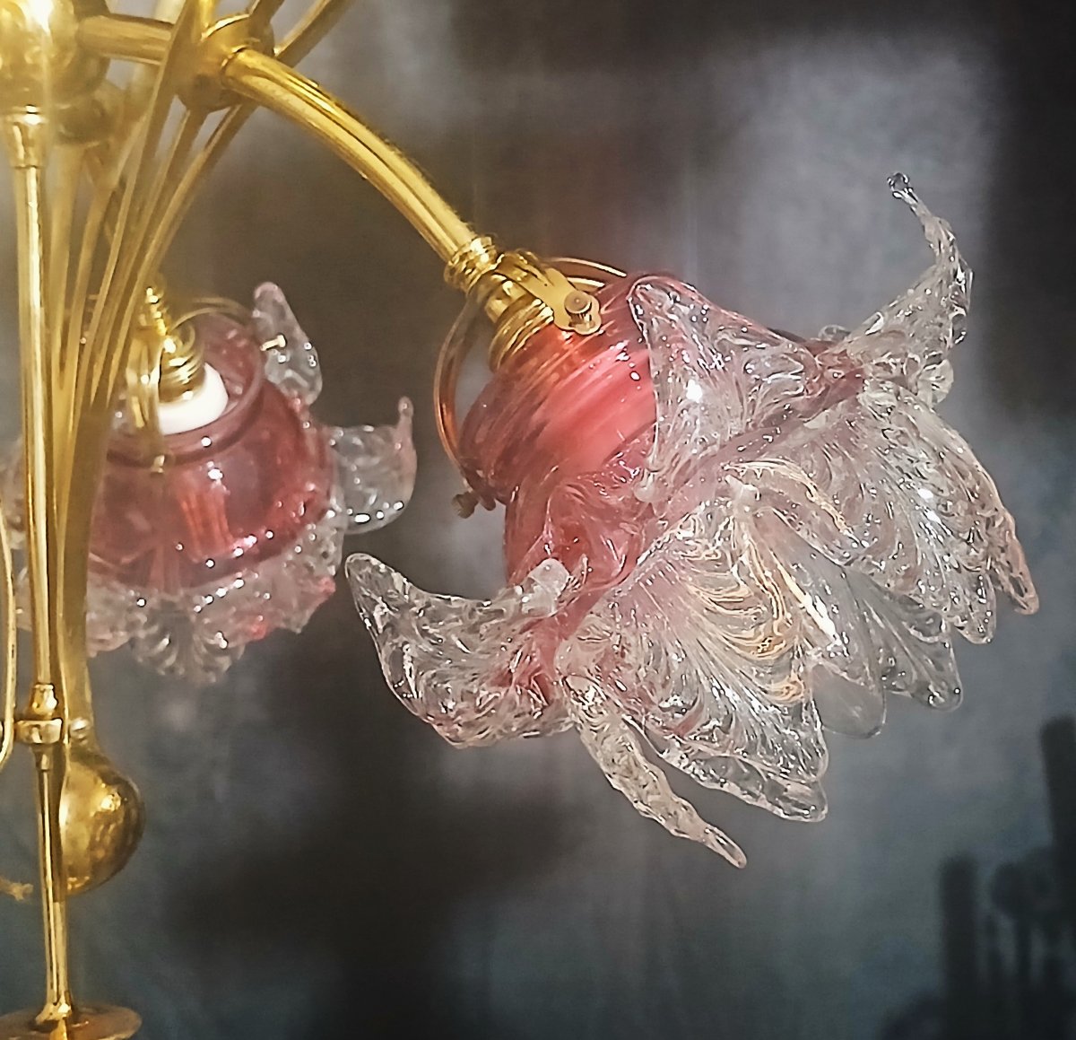 Piccolo lampadario Liberty a 3 luci-photo-4