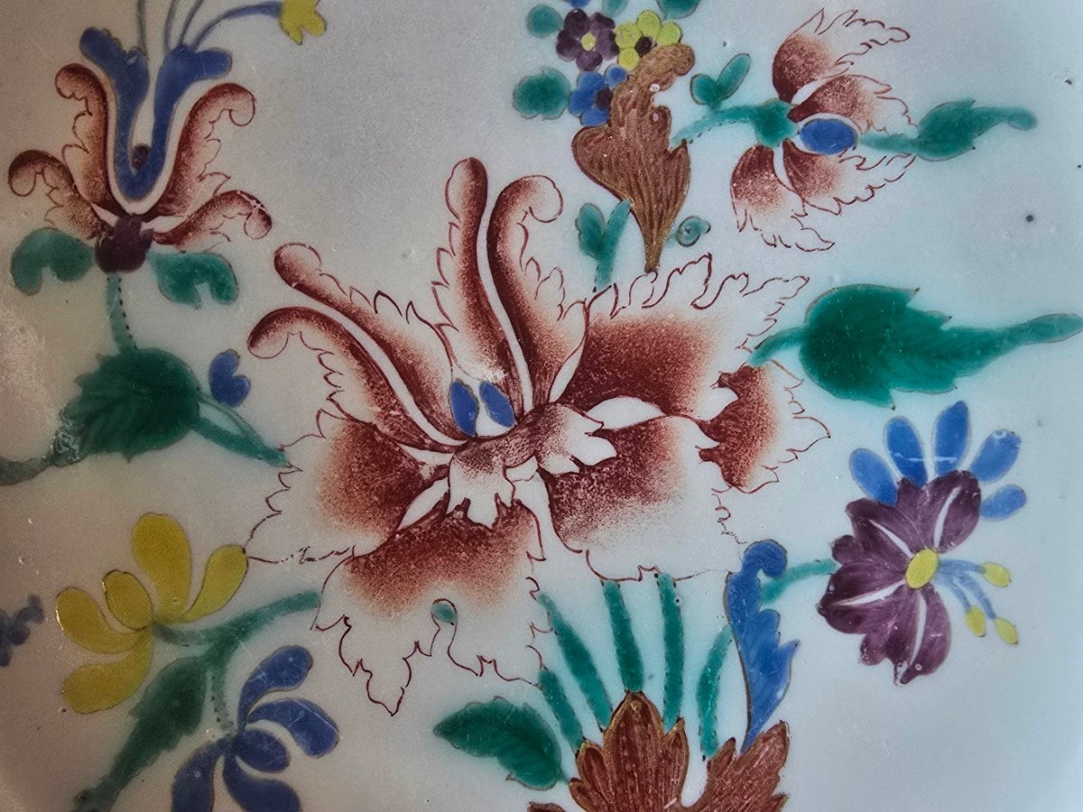 Antico piatto in porcellana Ginori a  Doccia decoro  al tulipano XVIII secolo-photo-3