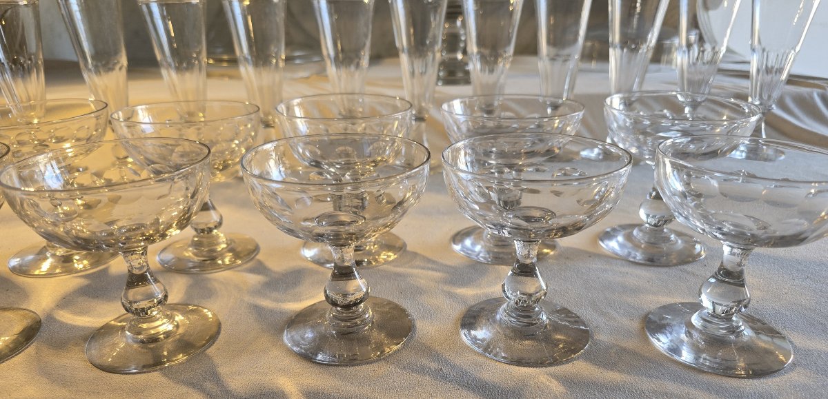 Lotto di 12 coppe da champagne in cristallo molato, inizio XX secolo-photo-3