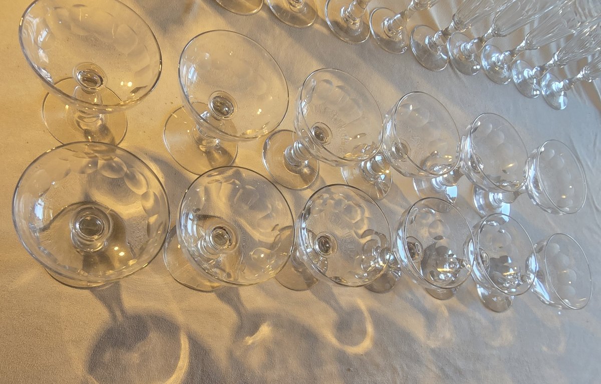 Lotto di 12 coppe da champagne in cristallo molato, inizio XX secolo-photo-1