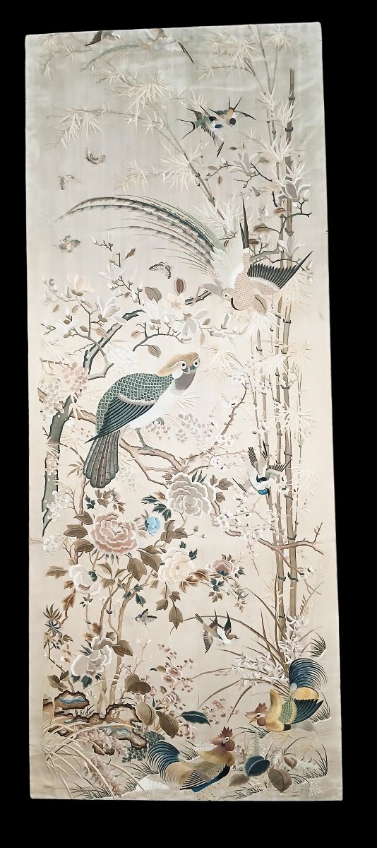 Importante ricamo cinese antico, 130x320 cm, 1900-1930 circa