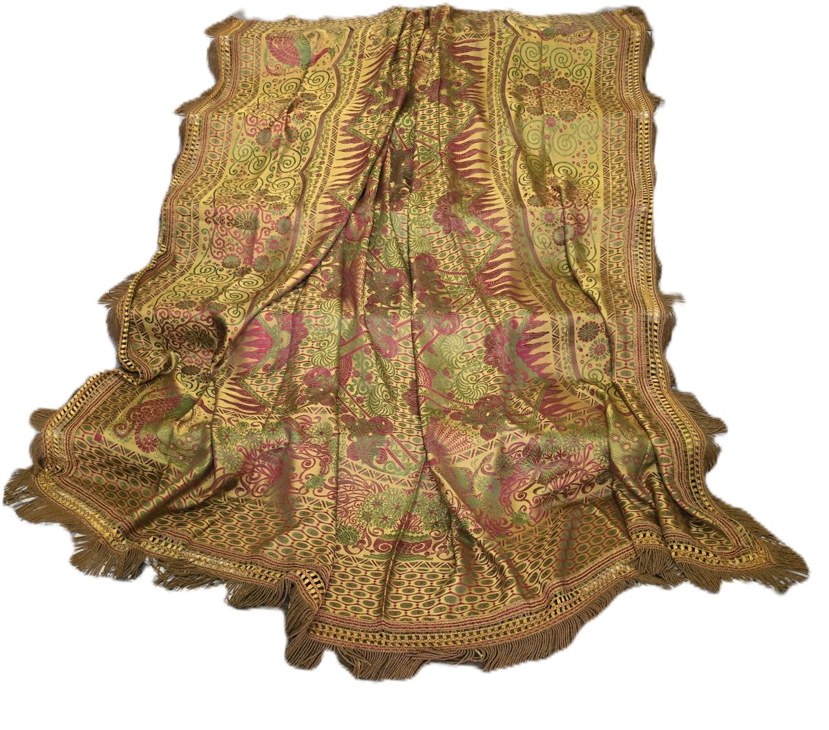Antico copriletto italiano tessitura meccanica jacquard, 1960 circa-photo-2
