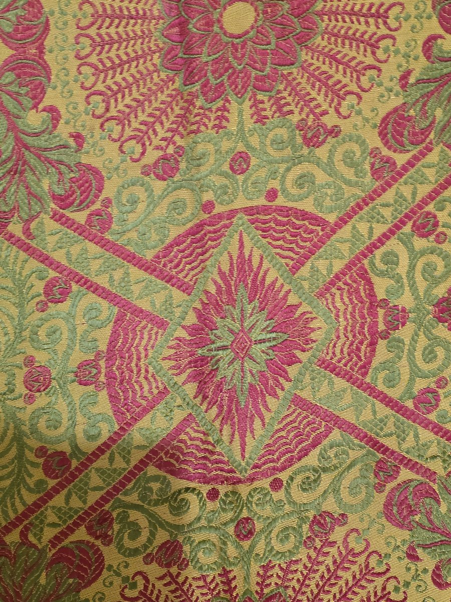 Antico copriletto italiano tessitura meccanica jacquard, 1960 circa-photo-3