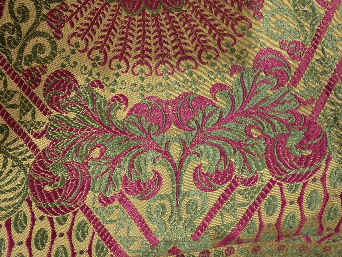 Antico copriletto italiano tessitura meccanica jacquard, 1960 circa-photo-4