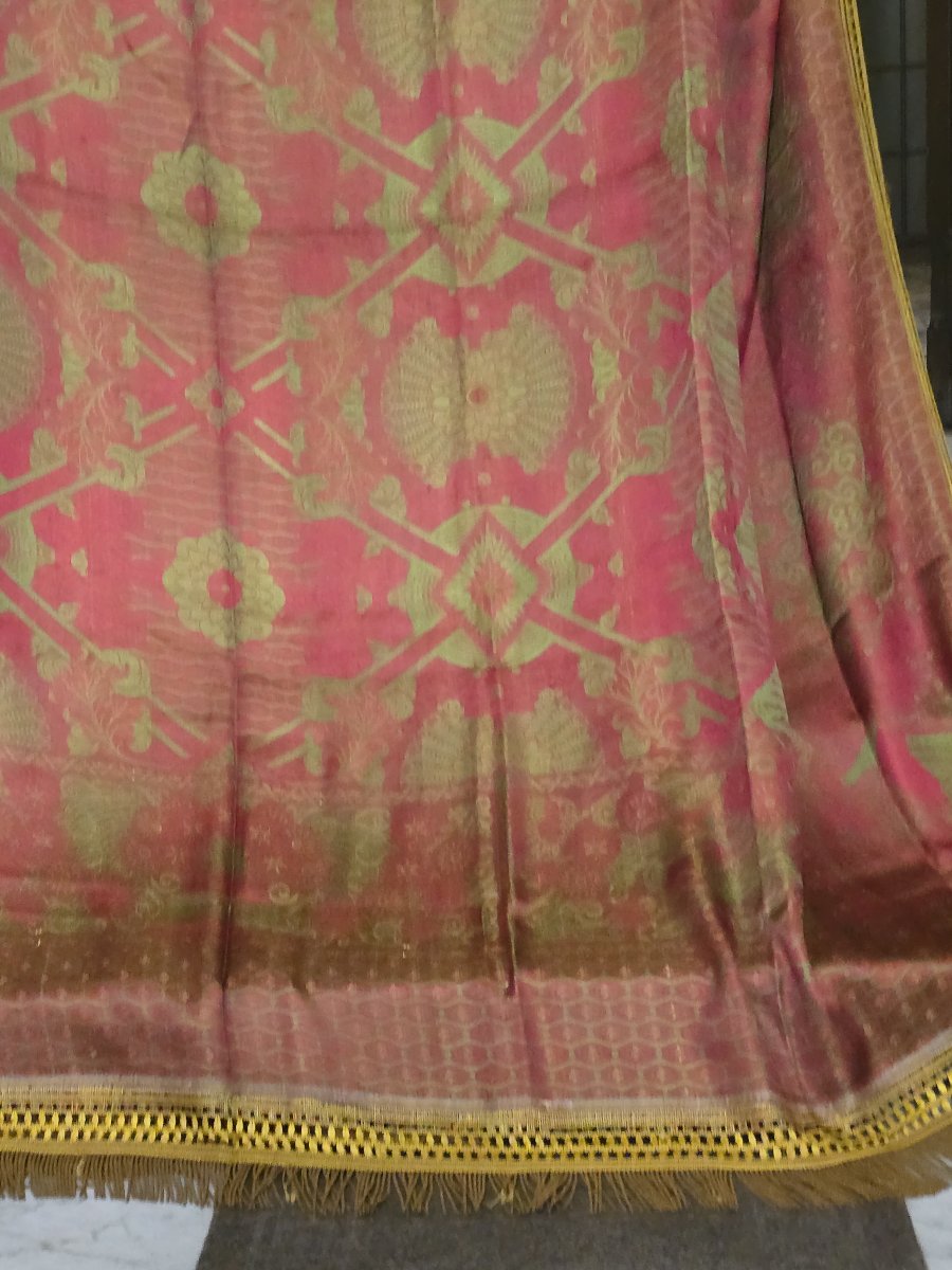 Antico copriletto italiano tessitura meccanica jacquard, 1960 circa-photo-8
