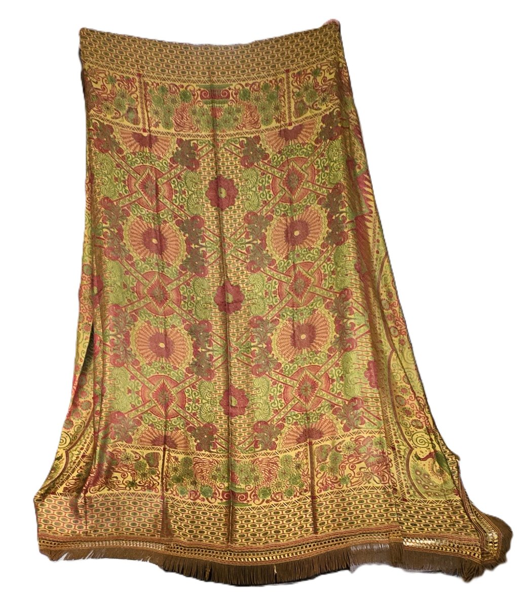 Antico copriletto italiano tessitura meccanica jacquard, 1960 circa