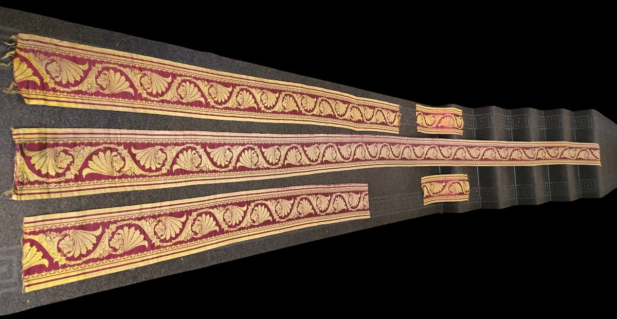 Striscia in seta operata operata a jacquard di epoca Impero-photo-2