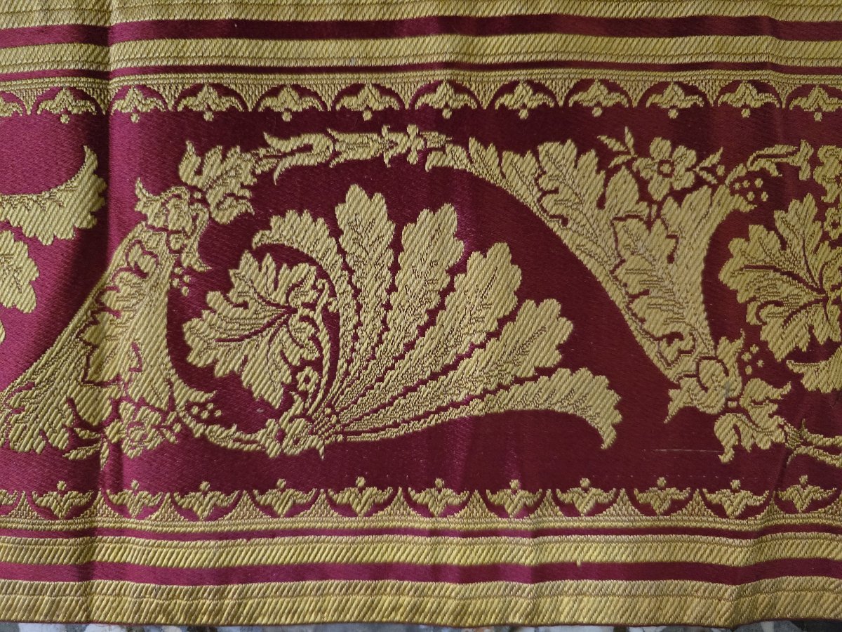 Striscia in seta operata operata a jacquard di epoca Impero-photo-4