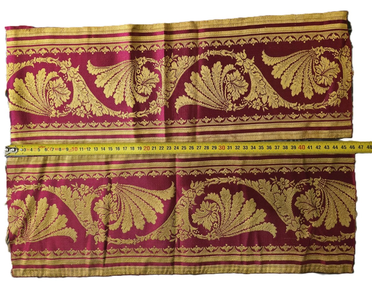 Striscia in seta operata operata a jacquard di epoca Impero-photo-5