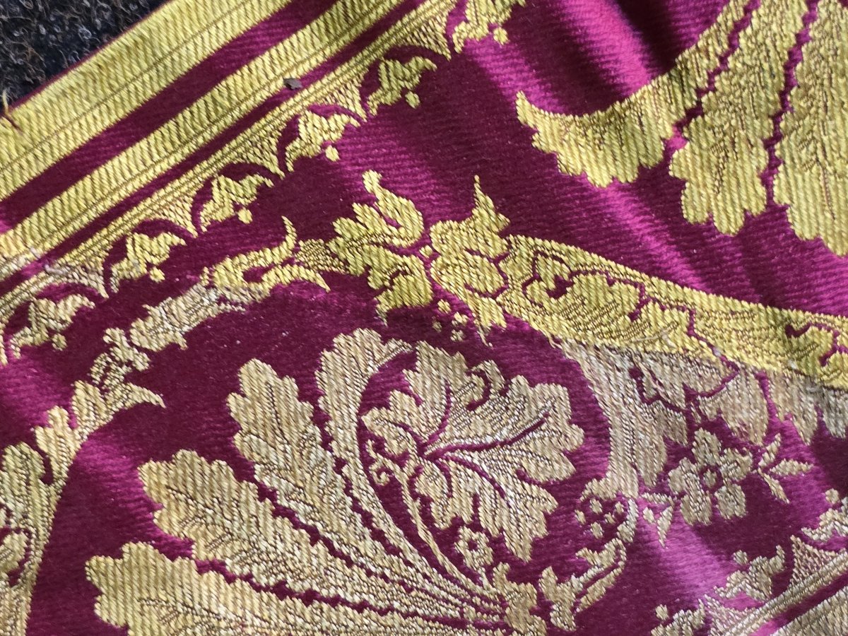 Striscia in seta operata operata a jacquard di epoca Impero-photo-7