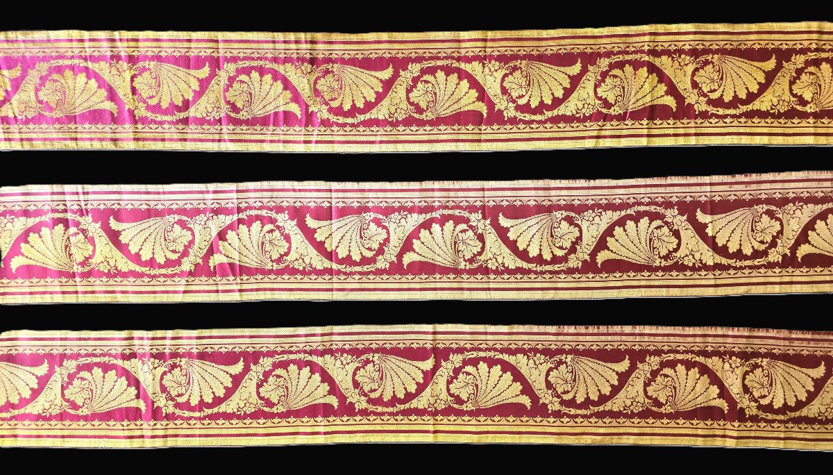 Striscia in seta operata operata a jacquard di epoca Impero