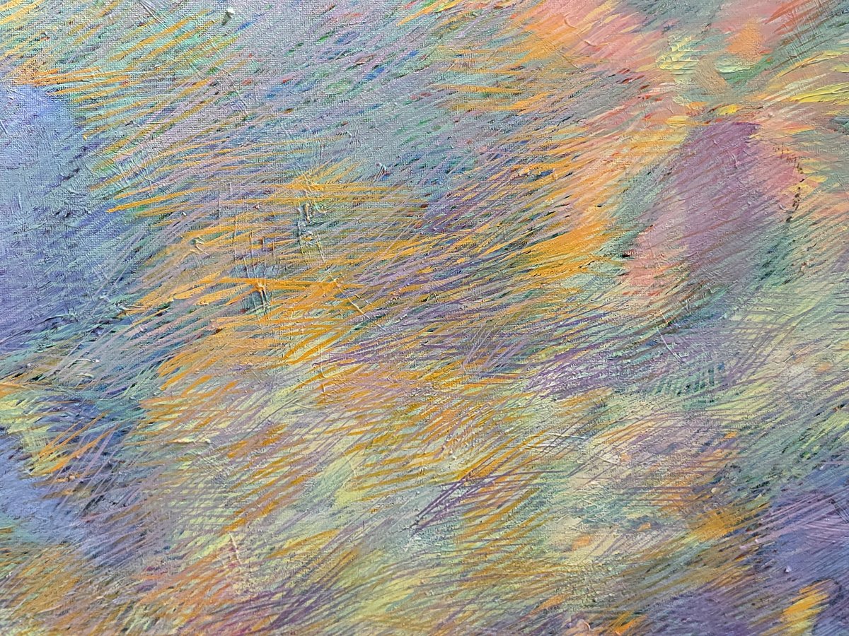 Olio su tela composizione floreale impressionista di Margaret Boberek-photo-2