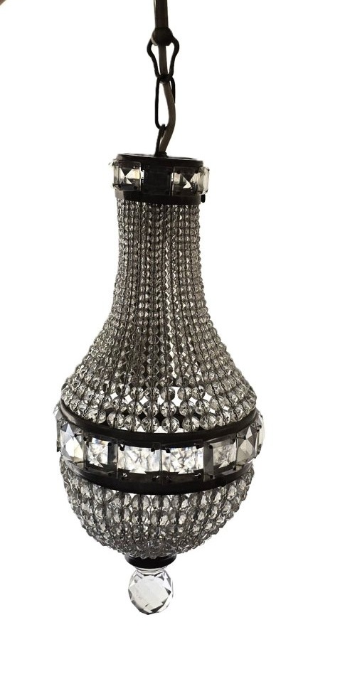 Piccolo lampadario antico in perle di cristallo – Italia, metà  del '900