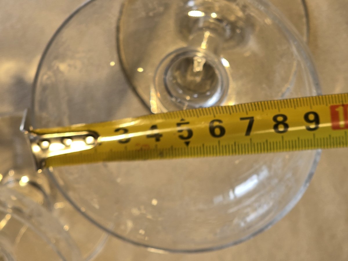 Otto coppe antiche  cristallo decoro rocaille inciso attribuite a Baccarat fine 800 inizio 900-photo-6