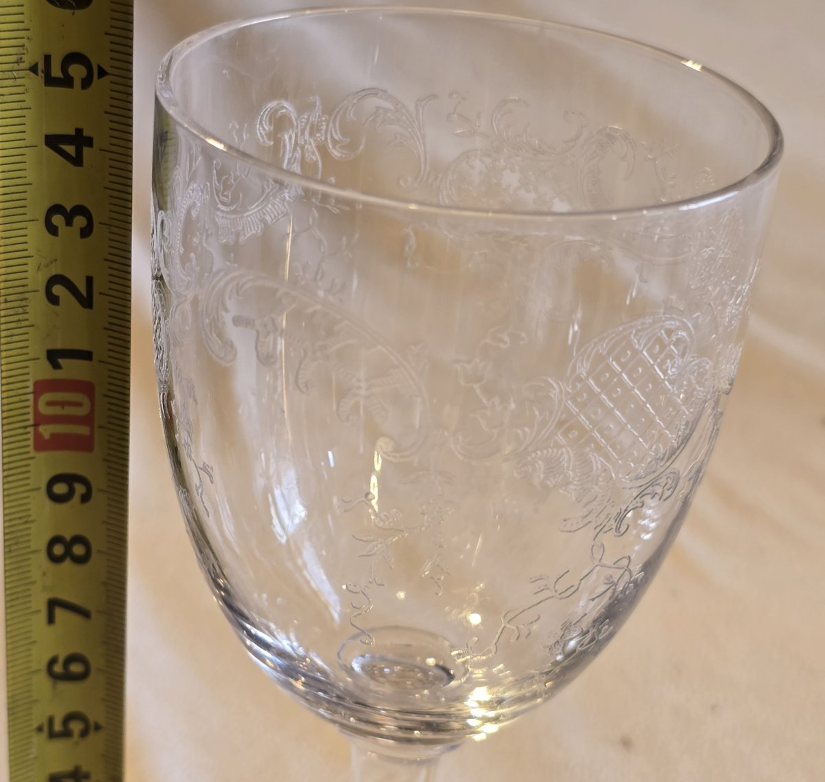 Lotto di 6 bicchieri antichi in cristallo decoro rocaile attibuiti a Baccarat fine '800/inizio -photo-5