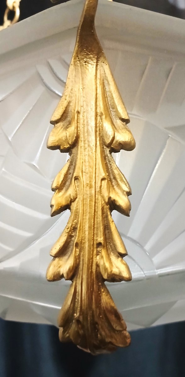 Lampadario a sospensione Art Déco firmato Degué, Francia, circa 1925-photo-1