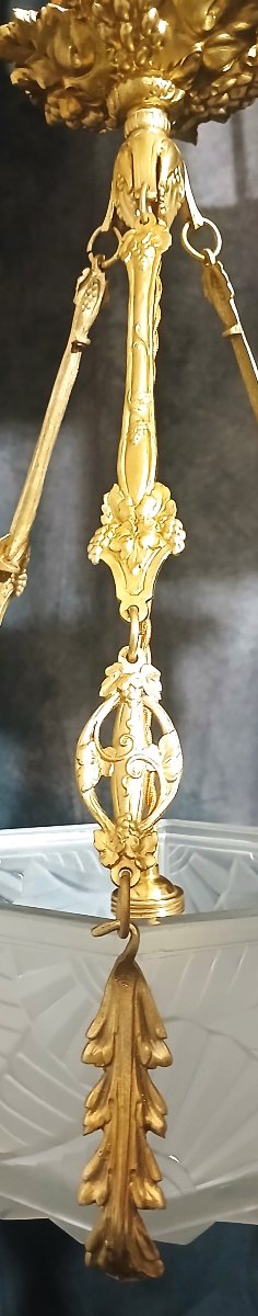 Lampadario a sospensione Art Déco firmato Degué, Francia, circa 1925-photo-2