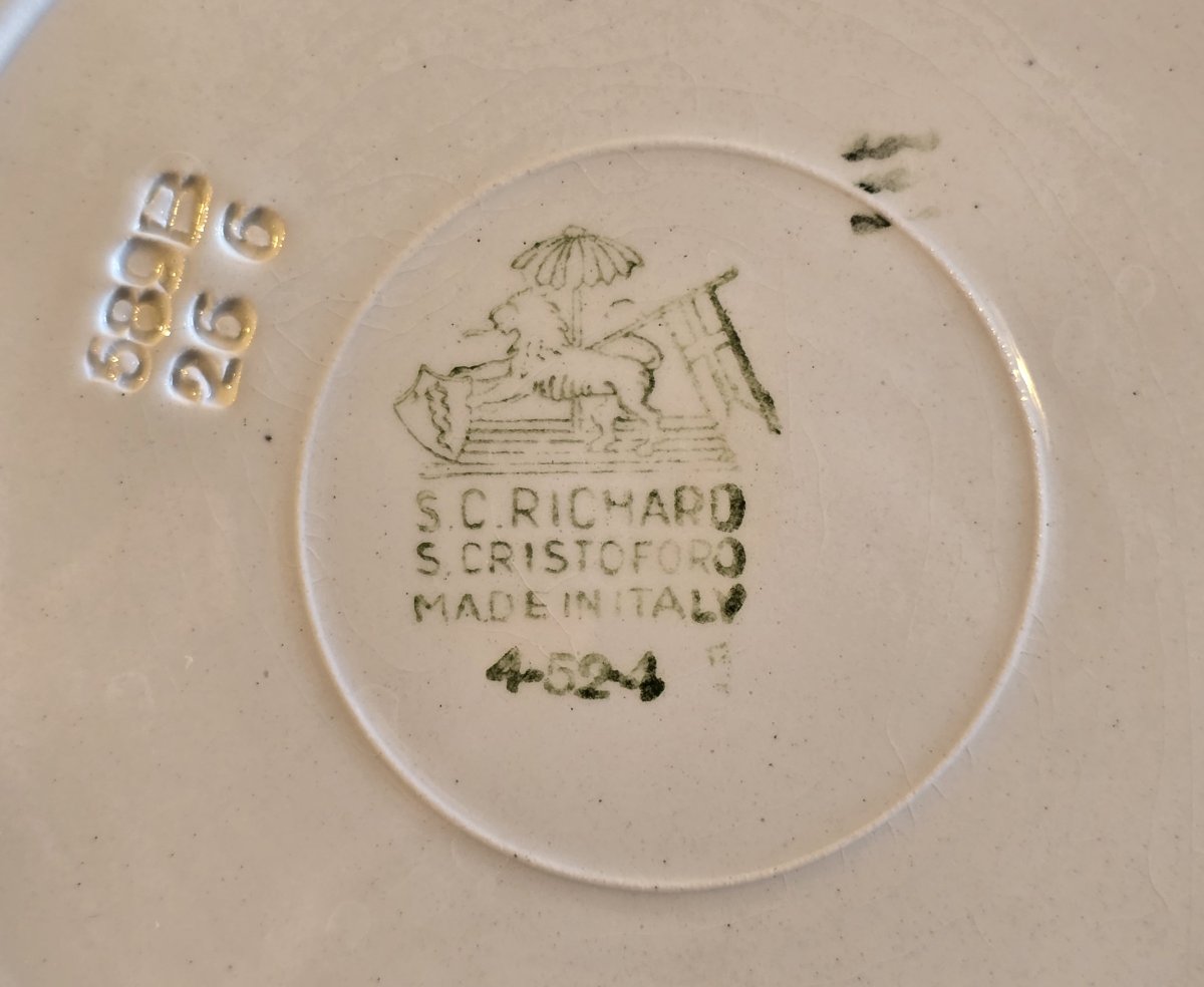 piatto decorativo antica  in maiolica Richard S. Cristoforo, veduta di Venezia, circa 1930-photo-4