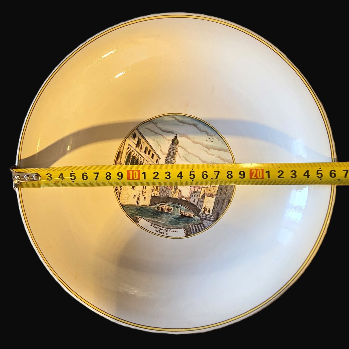 piatto decorativo antica  in maiolica Richard S. Cristoforo, veduta di Venezia, circa 1930-photo-1