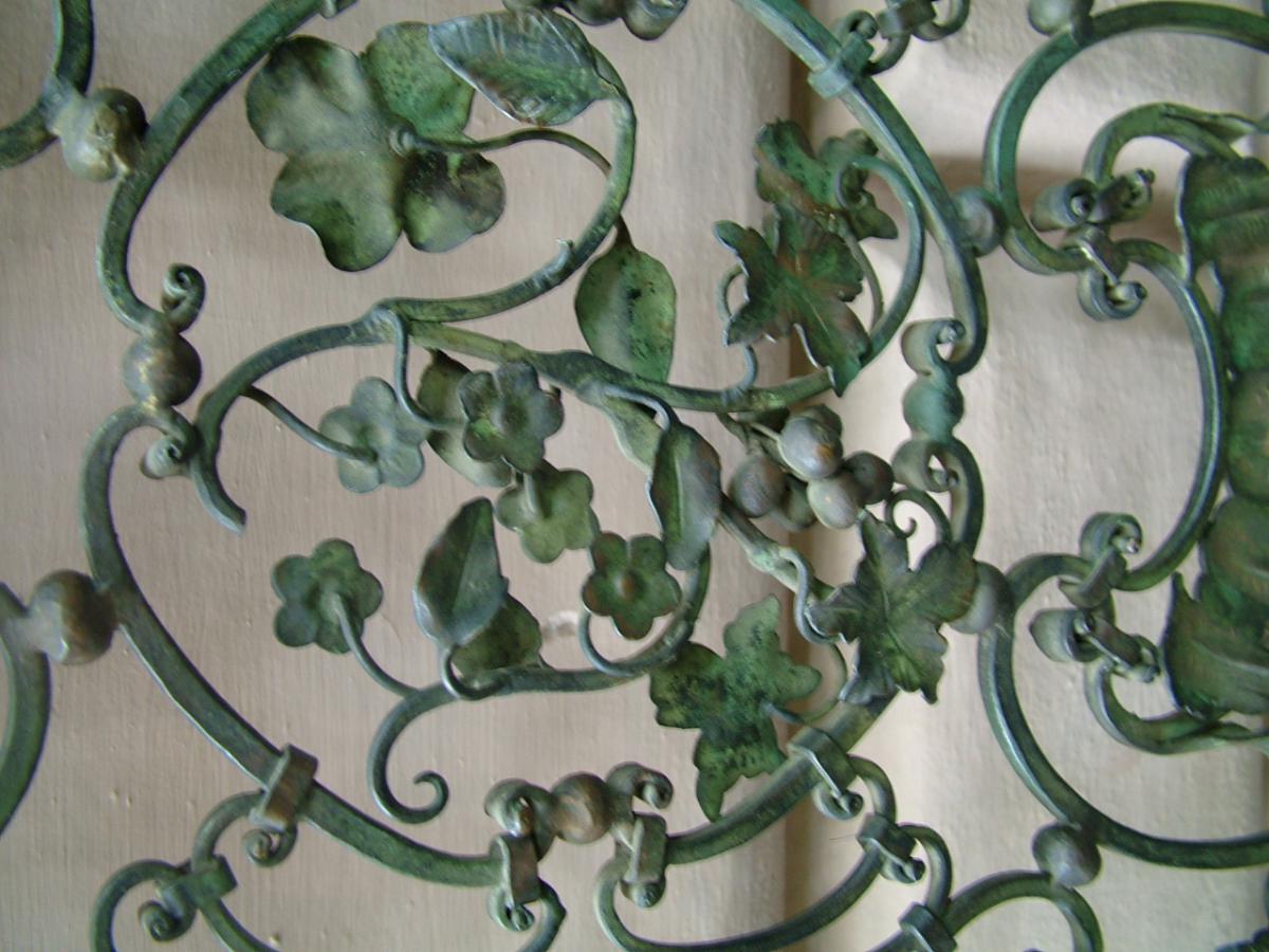 Cancello da interno 2 ante in ferro battuto patina bronzo primi '900 di gusto settecentesco-photo-2