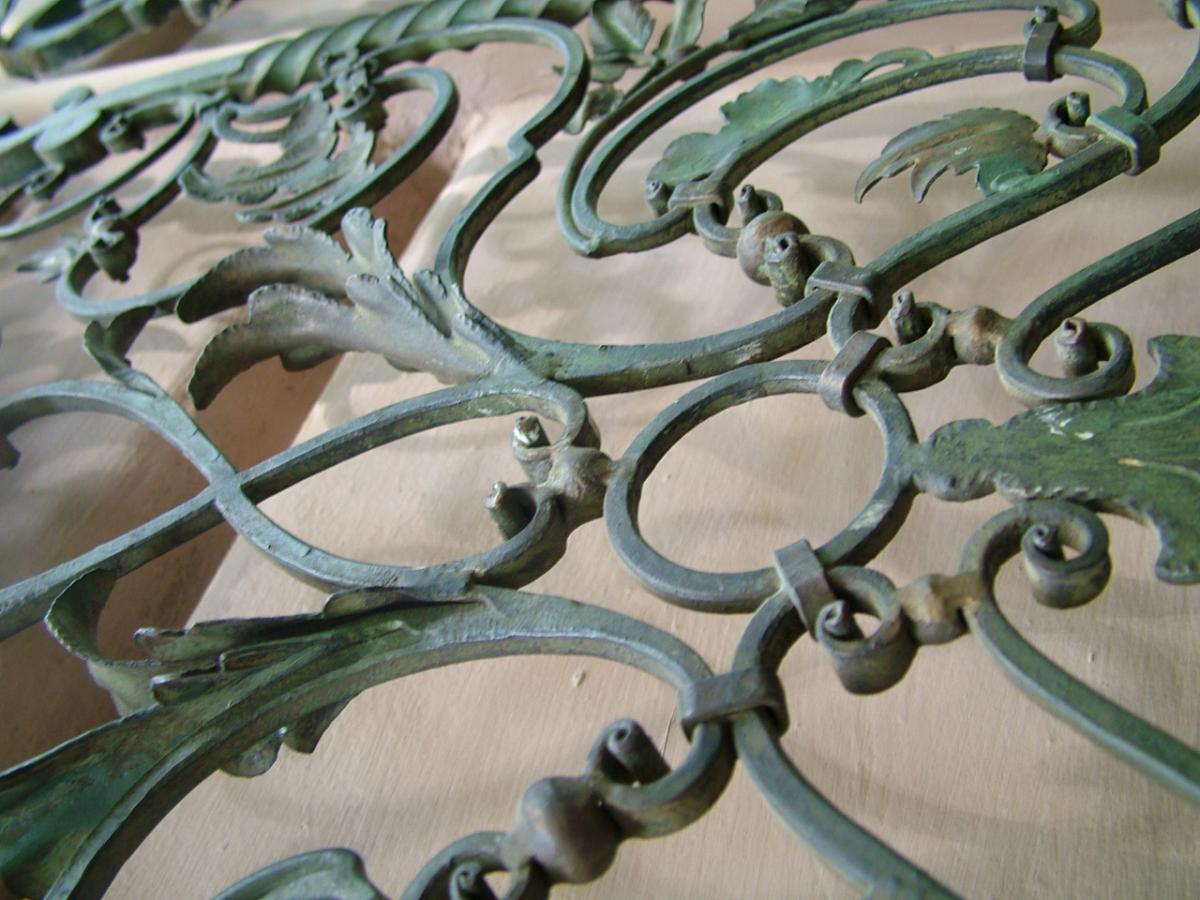 Cancello da interno 2 ante in ferro battuto patina bronzo primi '900 di gusto settecentesco-photo-4