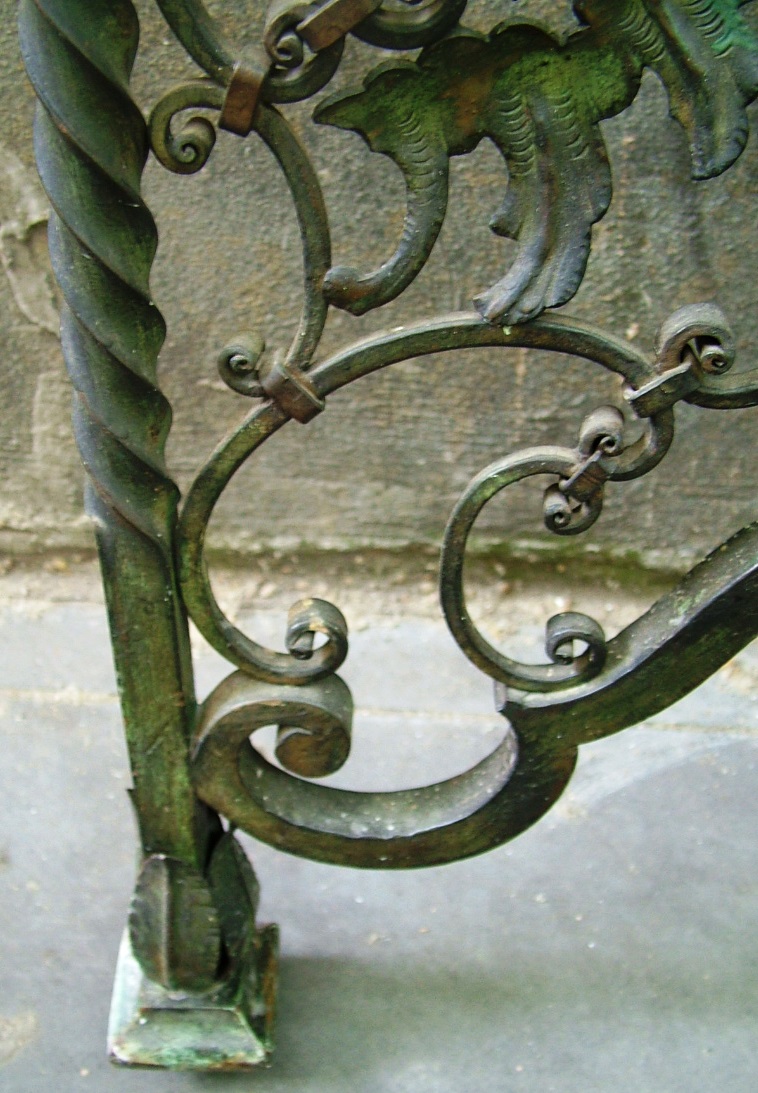 Cancello da interno 2 ante in ferro battuto patina bronzo primi '900 di gusto settecentesco-photo-3