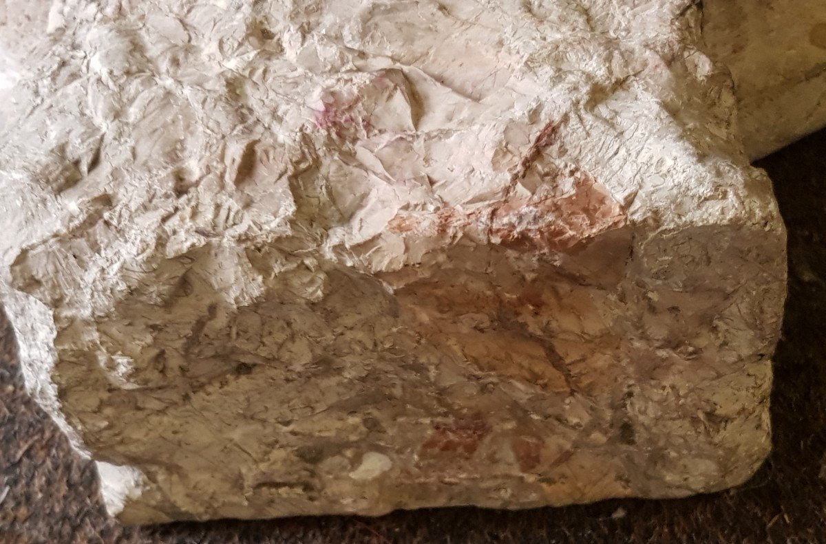 Bénitier Mural Ancien En Marbre Fossil Blanc Et Rose De Candoglia-photo-3